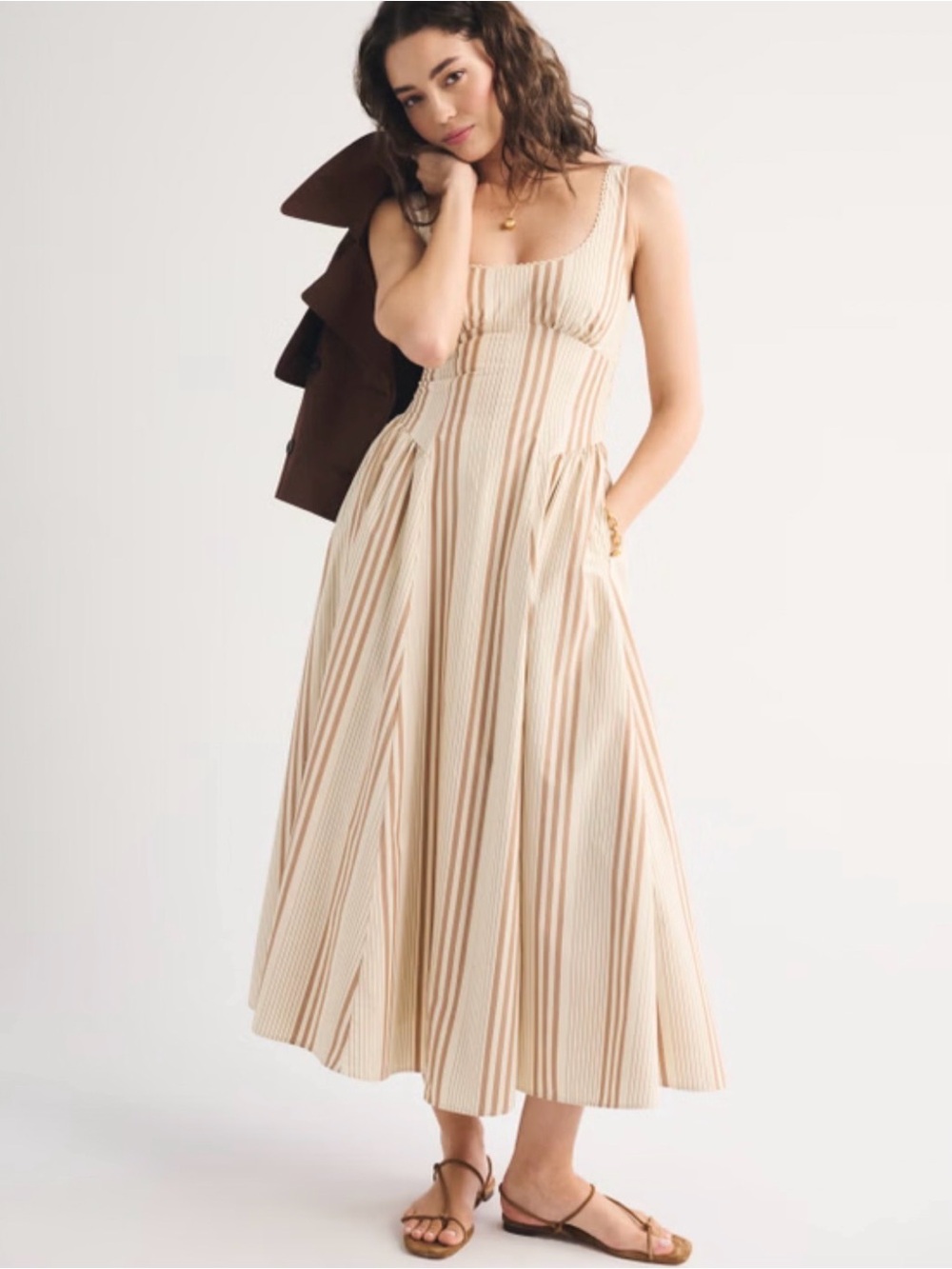 Abercrombie & Fitch 100% Cotton A&F Bra-Free Dylan Midi Dress